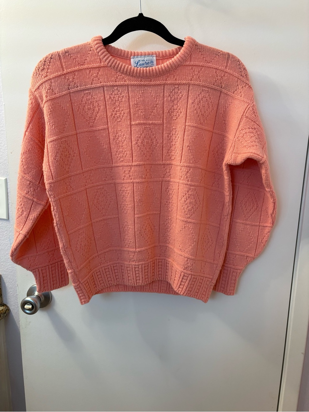 Vintage Lauren Knitwear Corp Peach Sweater Like New